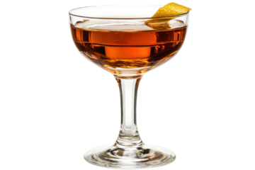 Elegant cocktail served in a glass with a lemon twist garnish