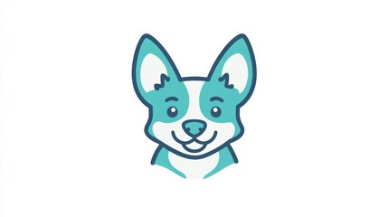 Cute cartoon dog head illustration, vibrant colors, simple design, graphic element, digital art, suitable for children's products or social media