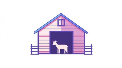 Cute goat in a pastel pink barn