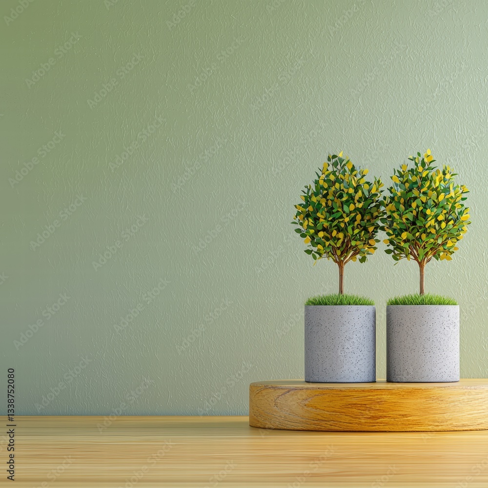 Aufkleber two small decorative trees potted in a stylish container adding a touch of nature to indoor spaces