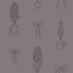 Hyacinth seamless pattern. Springtime motif. Good for background, fabric, backdrop, paper, wrapping or cover