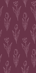 Tulip seamless pattern. Springtime motif. Good for background, fabric, backdrop, paper, wrapping or cover