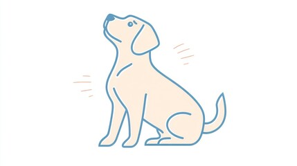 Fototapeta premium Cute cartoon dog sitting, looking up, simple illustration