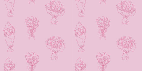Tulip seamless pattern. Springtime motif. Good for background, fabric, backdrop, paper, wrapping or cover