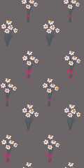 Daffodil seamless pattern. Springtime motif. Narcissus bouquet. Good for background, fabric, backdrop, paper, wrapping or cover