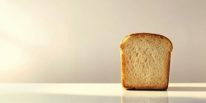 Sliced Bread: A single slice of golden, toasted bread, a staple of breakfast and lunch. Captured in a close-up shot, this image evokes a sense of simplicity and sustenance.