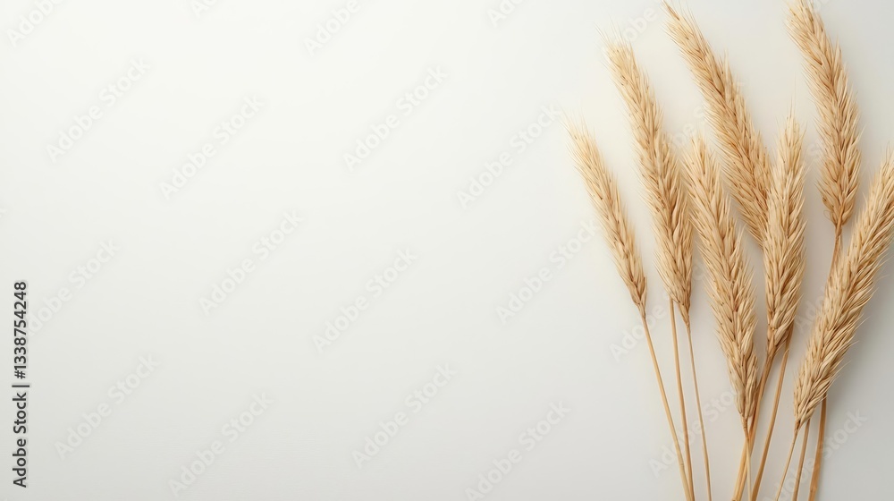 Poster negative space design abstract background idea. elegant golden wheat stems displayed against a clean