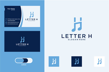 Fototapeta premium Blue And White Pixelated Letter H Music Logo Design Template