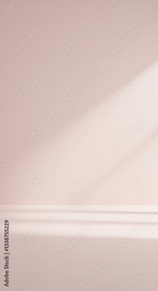 Poster minimalist background with soft pink hue and diagonal shadow. abstract design for product display, s
