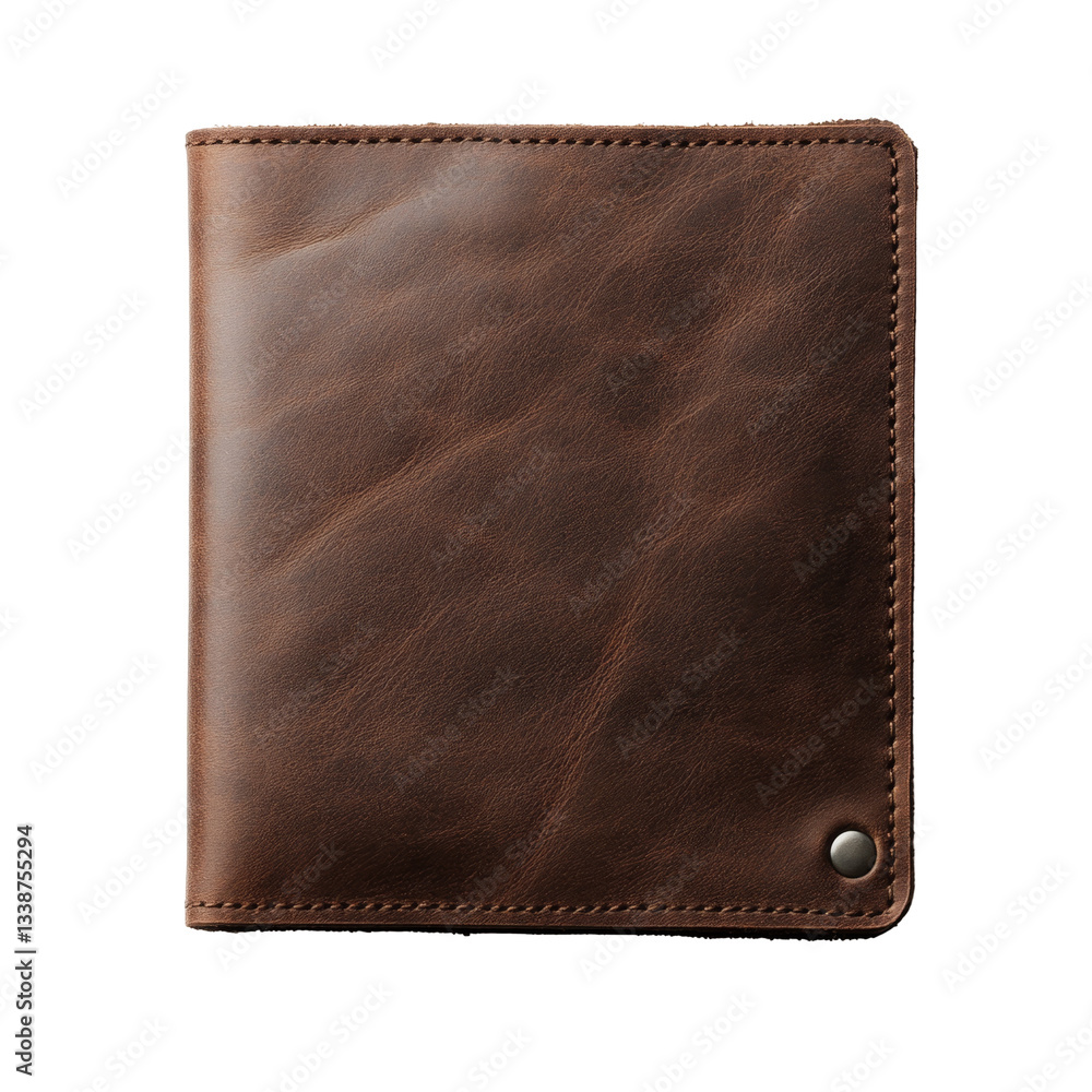Aufkleber well worn leather wallet with visible aging and smooth texture on durable material