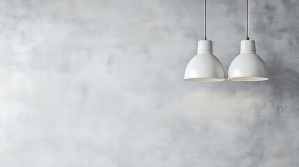 Lamps illuminate a concrete wall in a minimalist setting