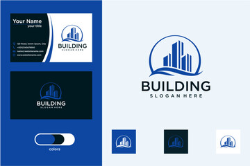 Obraz premium Blue Building Logo Design for Business Card