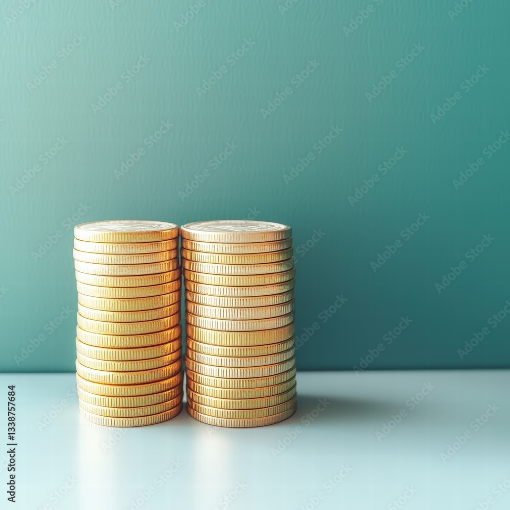 Aufkleber a towering stack of coins representing wealth and financial growth on a simple background