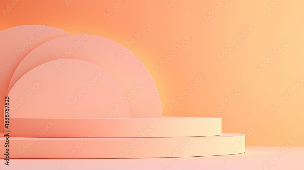 Poster negative space design abstract background idea. a minimalist scene with peach-toned geometric shapes