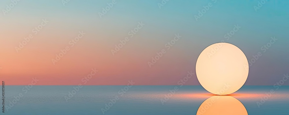 Poster negative space design abstract background idea. a serene landscape featuring a large sun setting on 