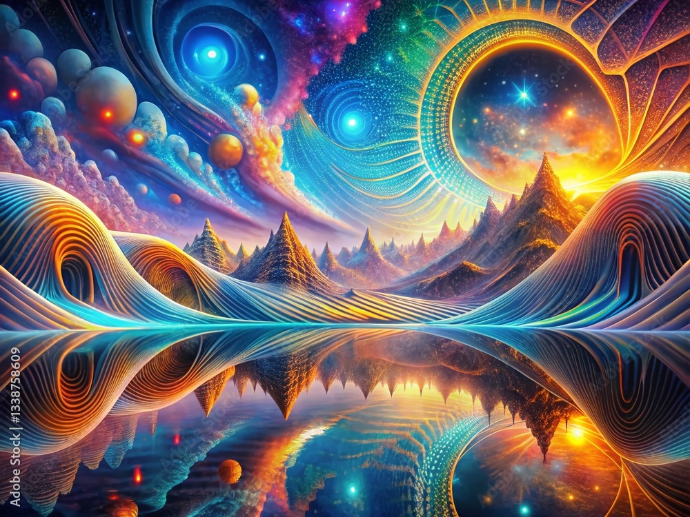 Poster surreal dashed line pattern: abstract art background - unique geometric design