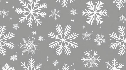 Winter Snowflakes Pattern with Grey Background, and Christmas.