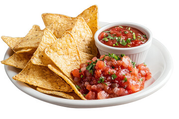 Crispy Tortilla Chips with Fresh Salsa on a Plate