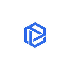 Blue Geometric Hexagon Logo Design