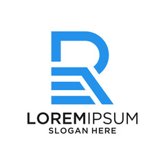 Blue Geometric Letter R Logo Design