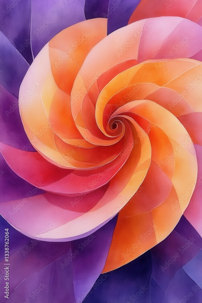 Aufkleber abstract watercolor swirl of vibrant colors in gentle gradient with artistic texture and soft pastel