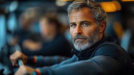 Portrait of a Mature Man with Gray Hair and Beard