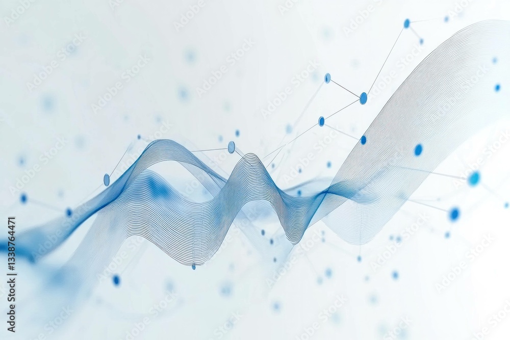Poster abstract blue wave background with soft curves and lines, ideal for technology, data visualization, 