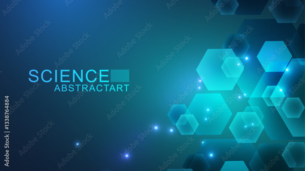 Poster abstract technology connect background lines and dots with hexagons. modern hexagons technology conc