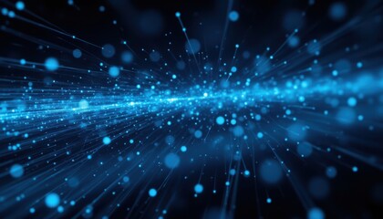 Obraz premium Fiber optic technology uses thin strands made of glass or plastic to transmit data at incredibly fast speeds using light signals