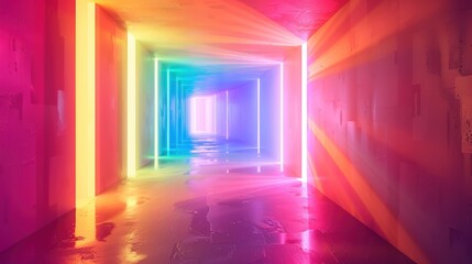 Vibrant, colorful light tunnel creating a surreal atmosphere