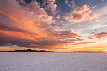"Stunning Sunset Over a Vast White Horizon &ndash; Dreamlike Landscape Photography"