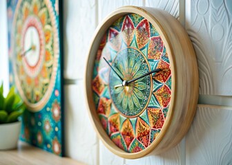 Stylish Wall Clock Design, Modern Home Decor, Timepiece Illustration, Clock Face,  Analog Clock