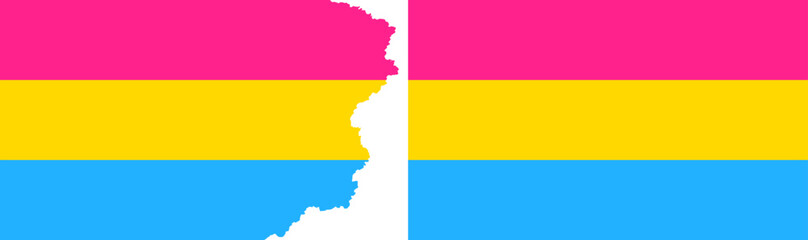 Pansexual Pride flags vector. Standard flag and with torn edges