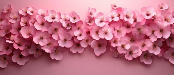 Fototapeta premium Delicate Pink Cherry Blossoms Cascade Down a Soft Backdrop Evoking Serenity and Springtime Beauty in a Gentle Light