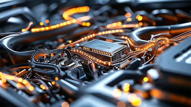 Close-up of a modern vehicle&rsquo;s electronic brain