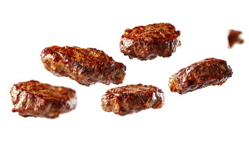 Grilled Meat Patties on Isolated Background with Glaze