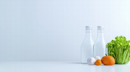 Refreshing bottle of milk accompanied by a bunch of bright oranges on a wooden table surface