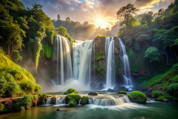 Obraz premium Stunning Sae Pong Lai Waterfall in Southern Laos: Majestic Waterfall Landscape Photography