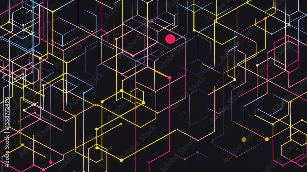 Poster modern abstract geometric background with a simple hexagon pattern, creating a futuristic and minima