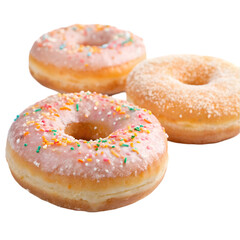 Pink Glazed Donuts: Sprinkles, Bakery Treats on transparent background