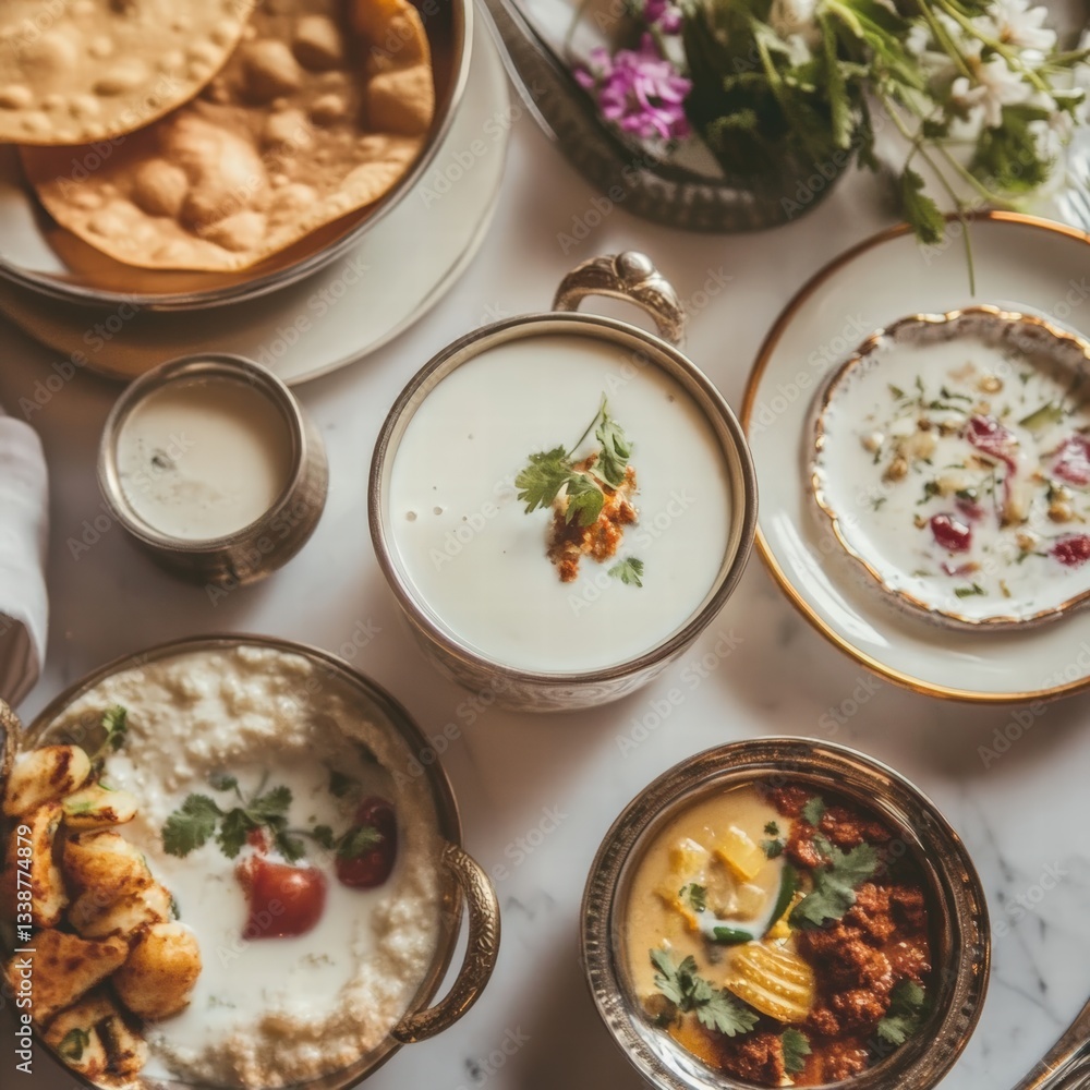 Poster a table displaying a wide selection of various dishes perfect for a large gathering or event