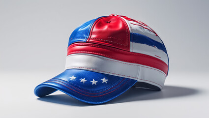 cap with american flag pattern on white background

