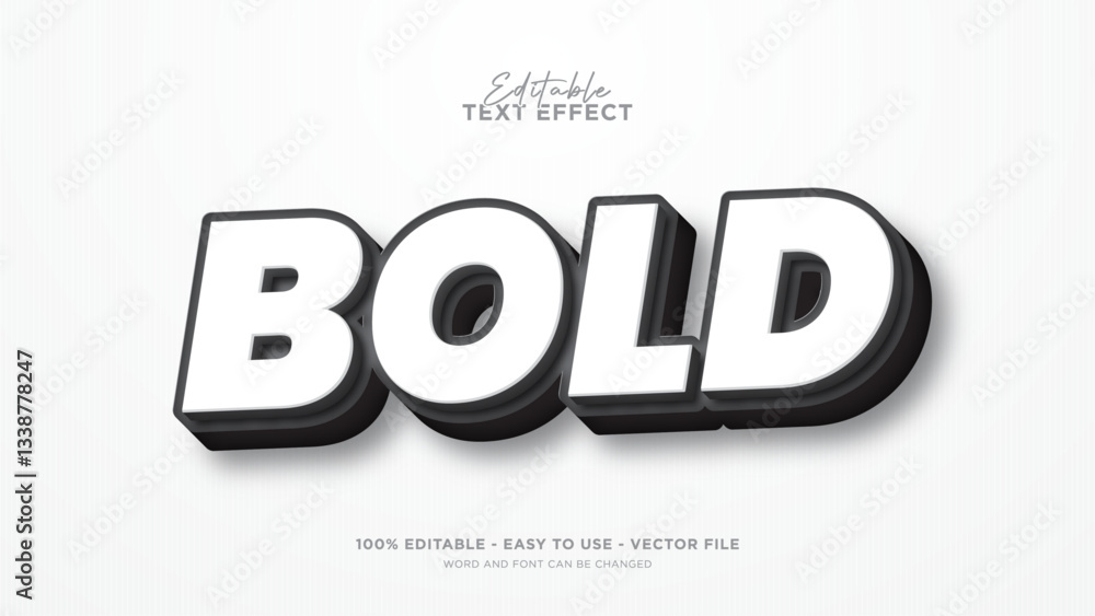 Fototapete editable simple 3d text effect, bold text style effect