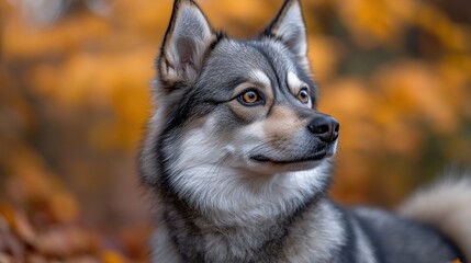 Obraz premium Majestic Wolfdog in Autumnal Forest