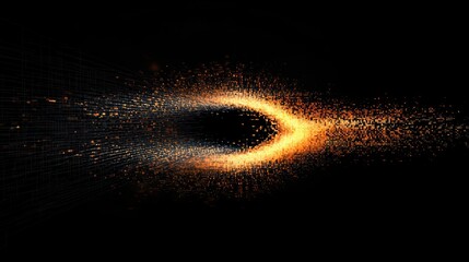 Fototapeta premium Abstract tech-inspired eye with pixels dissolving into the background.