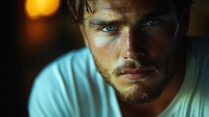 Intense Gaze: A Close-Up Portrait of a Man