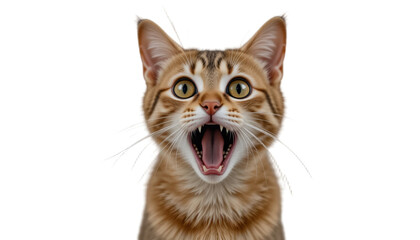 Crazy surprised cat abyssinian animal mammal. With white background