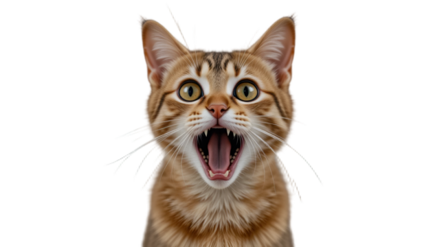 Crazy surprised cat abyssinian animal mammal. With white background