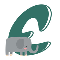 E Elephant Alphabet Icon