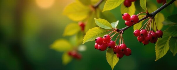 Obraz premium Mature rowan tree branches with leaves and berries, foliage, brown